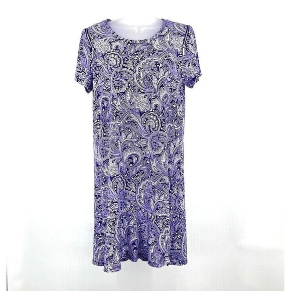 Michael Michael Kors Purple Paisley Print Shirt Dress M Pullover‎ Casual Office - Picture 1 of 9